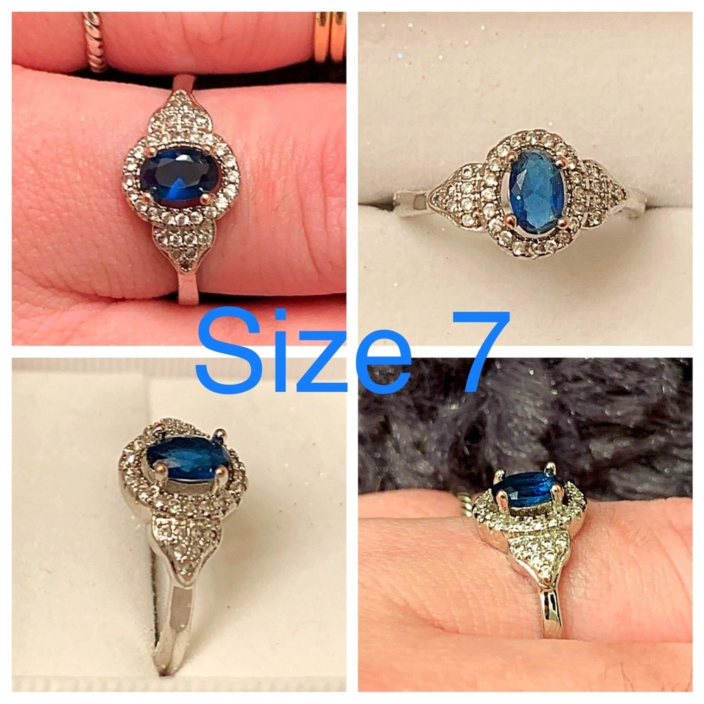 💎 Sapphire and CZ Diamond Halo ring.
